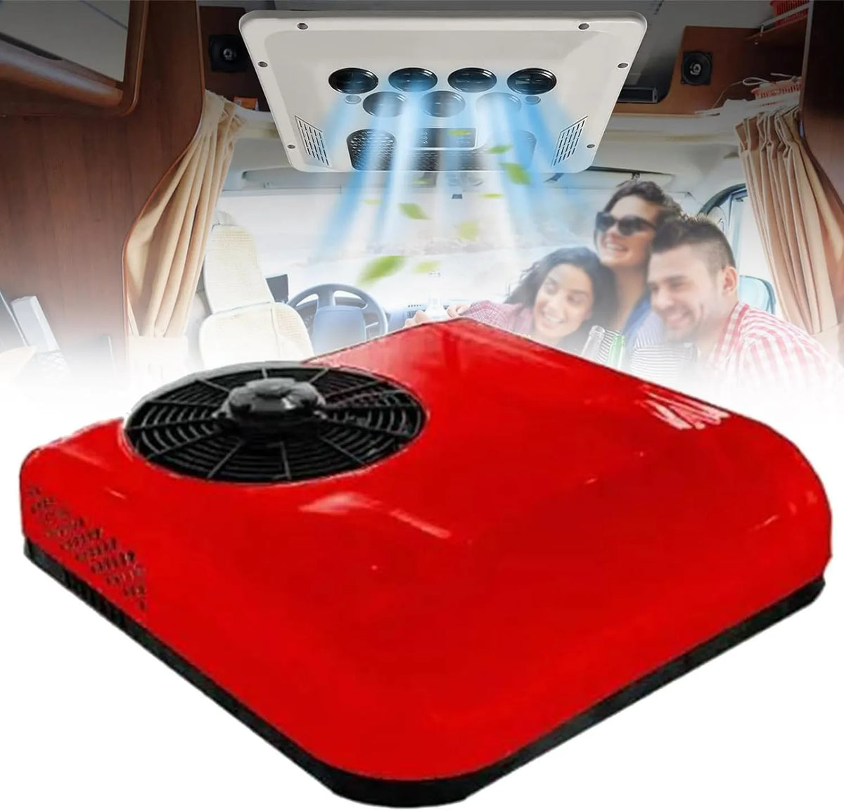 USEBEM, Klimatyzator 12 V / 24 V Red- 12 V, 12 V, cichy, kemping 12 V/24 V Rouge-12 V