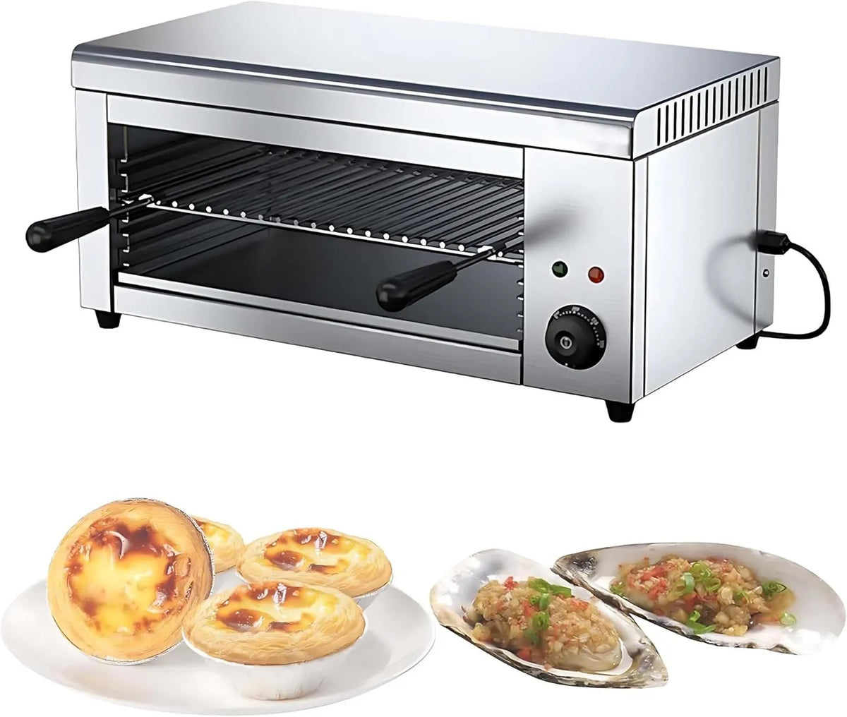 RoyceBee grill elektryczny, Piec elektryczny, 2000 W, 50 do 300°C, grill, profesjonalny, stal nierdzewna, pojemnik na kolektor