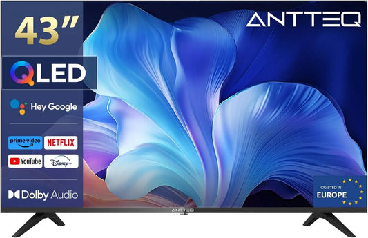 Antteq telewizor, Inteligentny, 43 cale, TV, 4K UHD, QLED, HDR, WiFi, Bluetooth, App Store, 109 cm, 5 GHz, WiFi 2.4, Design WiFi Bez krawędzi