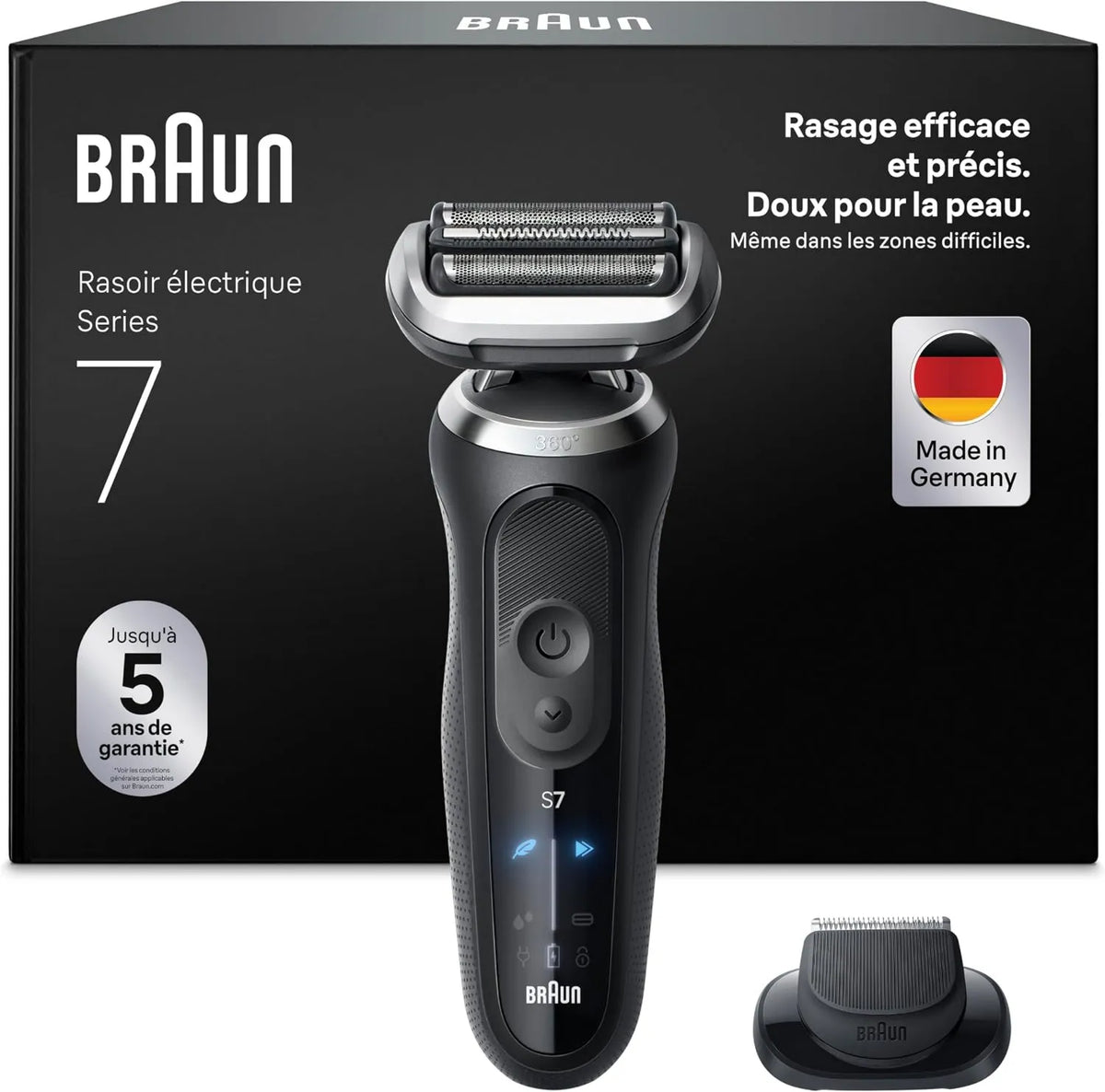 Braun, Series 7 72-N1200SI Golarka, czarna, Czarna golarka męska