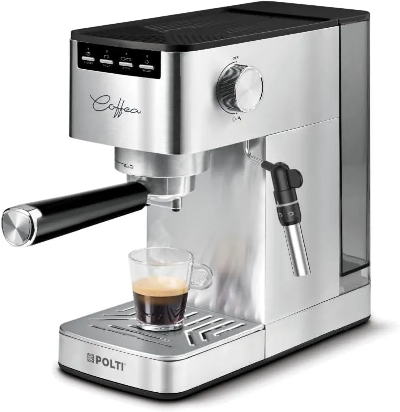 P10S ekspres ciśnieniowy, 1,3 l, 44 mm, funkcja pary, Polti Coffea, ręczny ekspres do kawy do espresso i cappuccino, mleko do montażu mleka Steamymilk