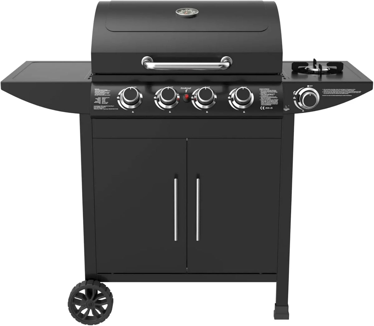 Grill gazowy, 14,5 kW, funkcja grilla, El Fuego Grill gazowy 'San Francisco', w zestawie wąż gazowy i reduktor ciśnienia, palnik ze stali nierdzewnej