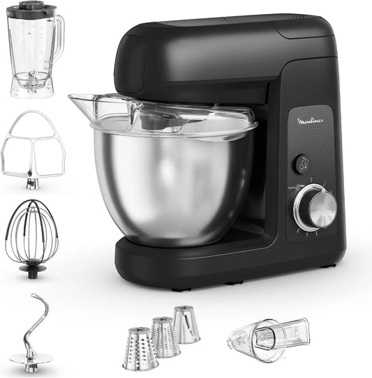 Moulinex mikser planetarny, Blender, 4, 6 l, 1100 W, stal nierdzewna, czarny, piec partner piec
