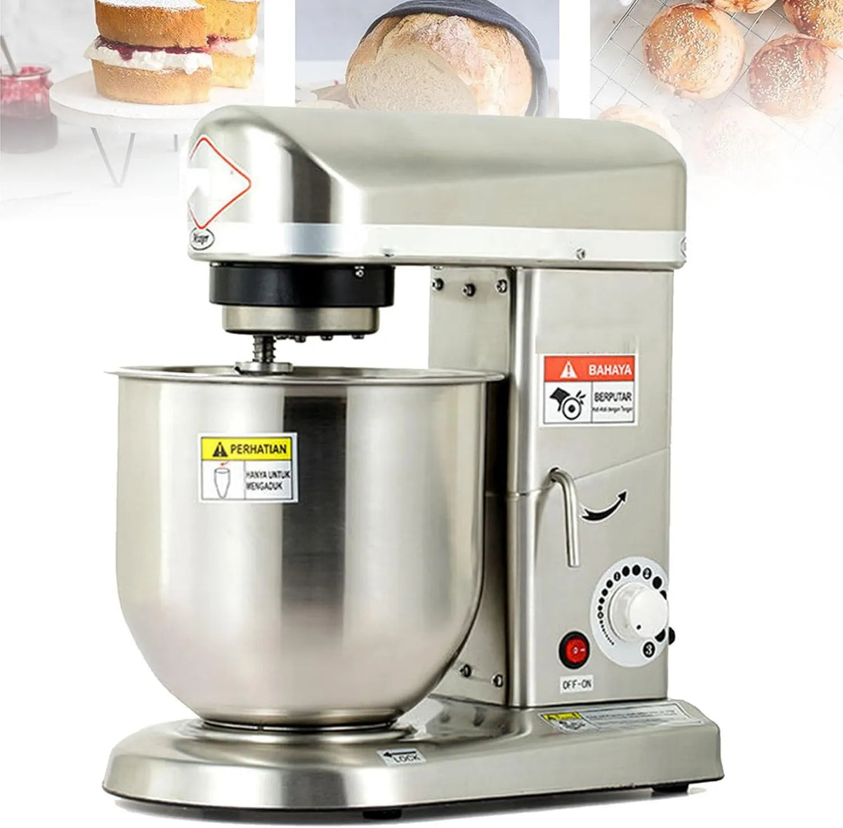Generic, Robot kuchenny, 500 W, ciasto, profesjonalne ugniatanie z miseczkami ze stali nierdzewnej, stal nierdzewna