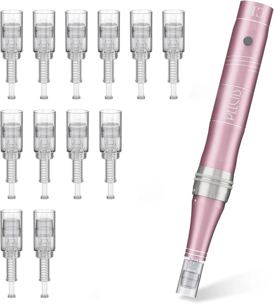 PELCAS, Skóra echillująca, Microneeeeeding Pen z 12 Wkłady i 3 Speedy, Microneedling twarzy, Pielęgnacja twarzy / Cou / Stojak na oczy