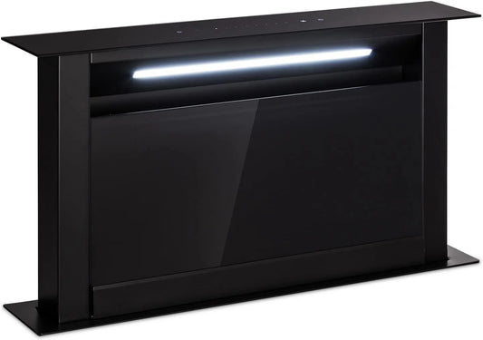 KLARSTEIN okap kuchenny, 90 cm, 604m3 / h, oświetlenie LED, boost, minutnik, tłumik, czarny, 8 trybów ekstrakcji, tłumik m3/h
