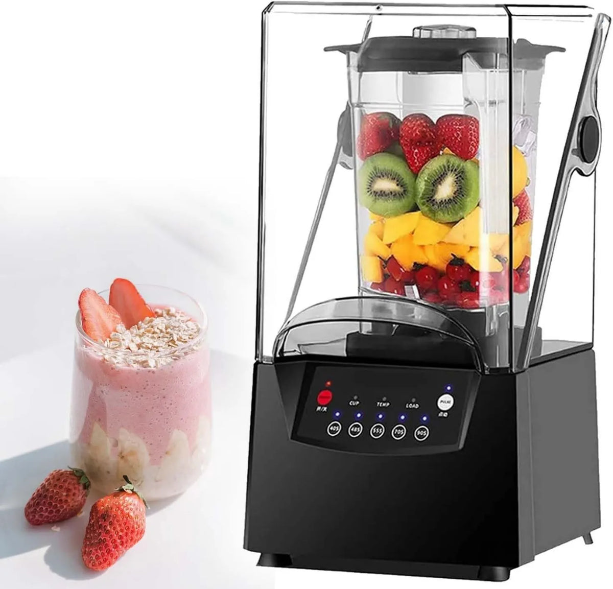 CUTANGELAR blender kielichowy, Mikser, 20x21x58 cm, 2 l, 2200 W, 75 dB, profesjonalny, cichy, stal nierdzewna, 6 Blades nierdzewny 17000 obr./min Lody