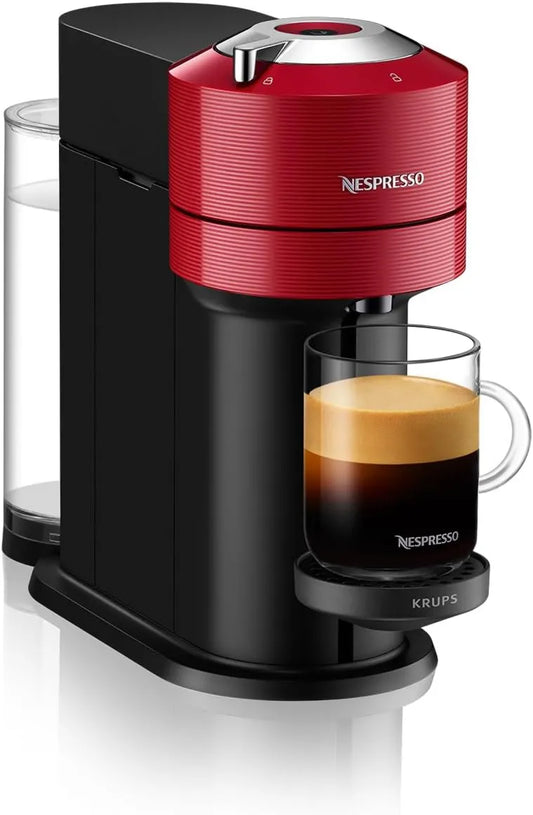 Nespresso, YY4296FD Elektryczny ekspres do kawy, Czerwony, Zestaw 12 kapsułek, Przygotowuje 4 długości kawy