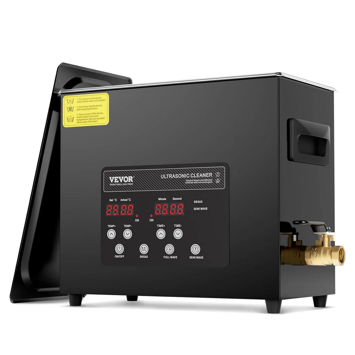 VEVOR, Elektryczny grzejnik, 6 l, 180 W, zegar, czarny, Cyfrowy czyszcznik ultradźwiękowy 6 l, ultradźwiękowy czyszczarka 180 W