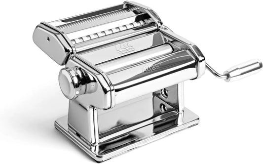 Marcato Atlas+ maszyna do świeżego makaronu z anodyzowanego aluminium, tagliolini i Spaghetti, Made in Italy, kompatybilna z dodatkowymi akcesoriami