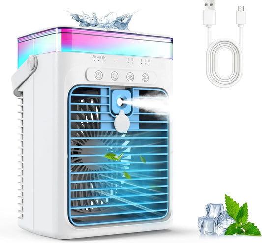 Tiptop Home klimatyzator przenośny, Klimatyzator, Przenośne, Czas, 3- in-1 Chłodziarka do odparowywania z 3 prędkości & 2 tryby Brumization 3 w 1, USB