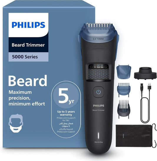 PHILIPS, BT5780 / 15 Kosiarka do brodę, Kapie włosy cięte w celu zmniejszenia zatorów, 40 poziomów długości 0.4- 20 mm, 100% waswable, Do 100 BT5780/15