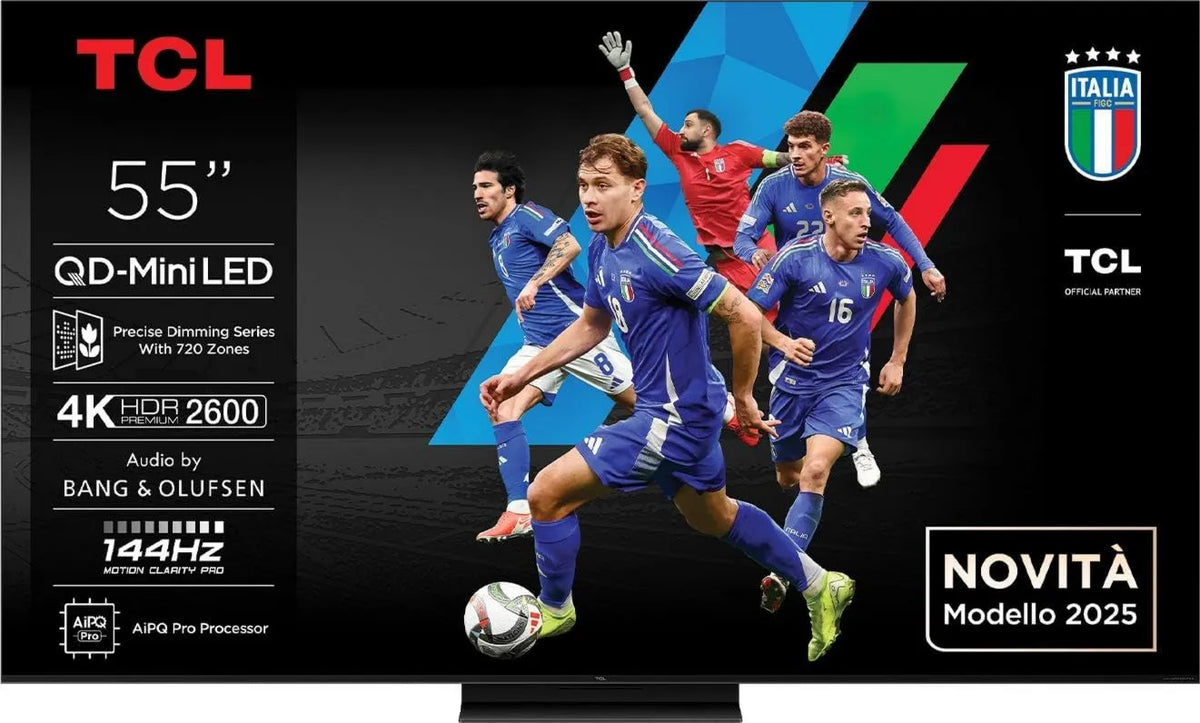 TCL telewizor, Google 55C7K Smart TV, 55 cali, 144 Hz, TV, 4K UHD, HDR, HDMI, AMD FreeSync Premium Pro, AirPlay 2, Bang & Olufsen Sound, Asystent Google
