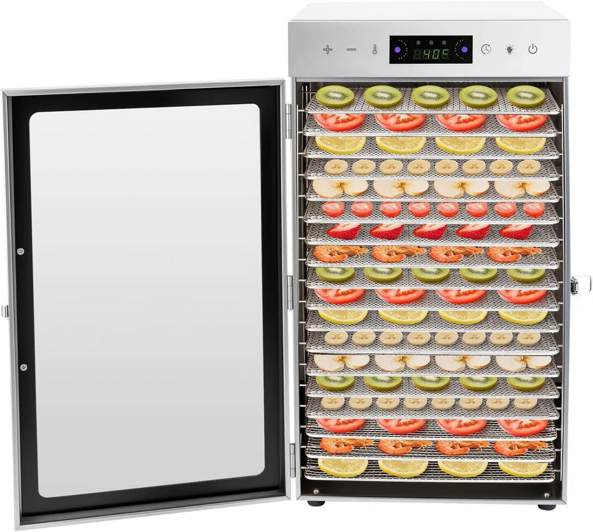Generic suszarka do żywności, Dehydrater żywności, Aparat, 800 W, licznik czasu, Profesjonalne, Stal nierdzewna, 18 Płyty, Owoce