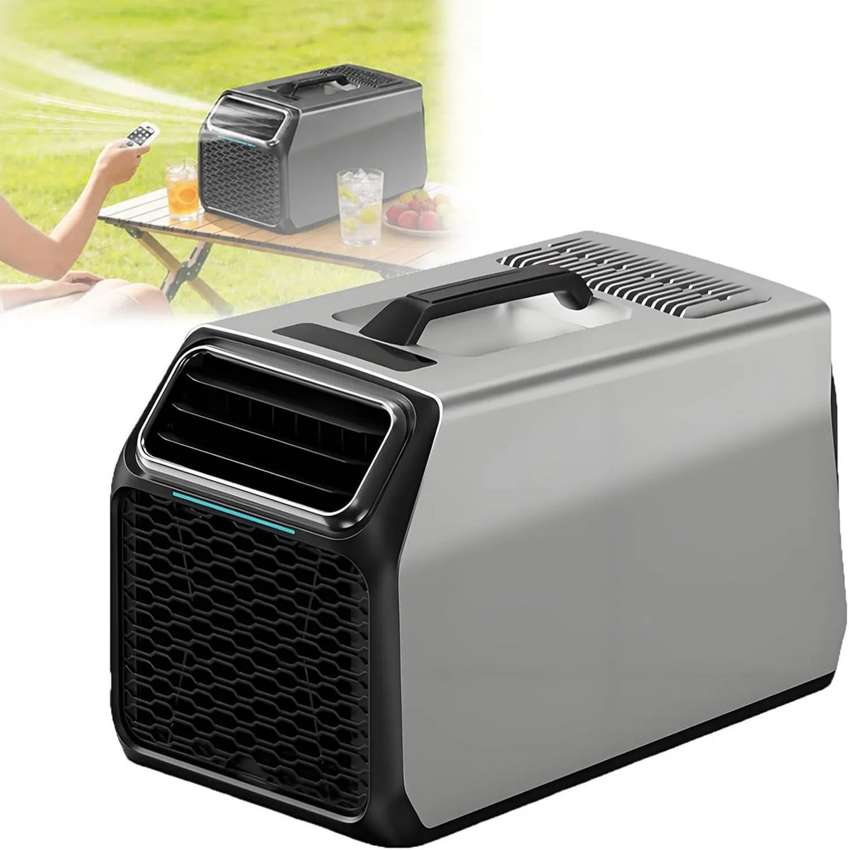 EpyGnom klimatyzator przenośny, srebrny-800 W, 800 W, przenośne, kemping, srebrny, klimatyzator Compact dla kemping- Samochody