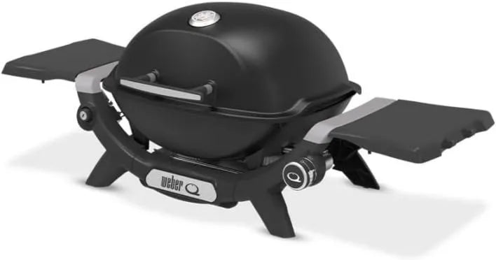 Q 1200N grill gazowy, funkcja grilla, Weber grill gazowy z półkami bocznymi/lekki grill na kemping, taras i balkony, z wysokowydajnym palnikiem