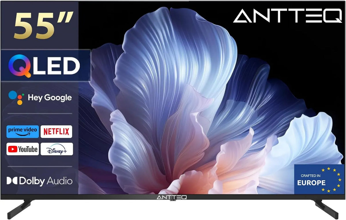 Antteq telewizor, Inteligentny, 55 cali, E- class, TV, Q55- AGU1.Q1 2.4, 5 G, 4K UHD, QLED, HDR, WiFi, Bluetooth, App Store, 139 cm Q55-AGU1.Q1