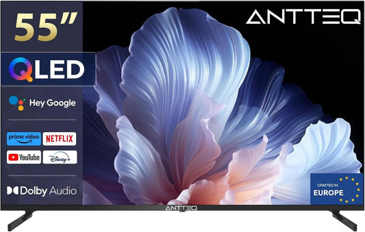 Antteq telewizor, Inteligentny, 55 cali, E- class, TV, Q55- AGU1.Q1 2.4, 5 G, 4K UHD, QLED, HDR, WiFi, Bluetooth, App Store, 139 cm Q55-AGU1.Q1