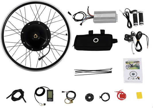 Rower, 1500 W, 5 biegów, silnik bezszczotkowy, Zestaw do konwersji roweru elektrycznego 26', bezszczotkowy silnik w piaście tylnego koła