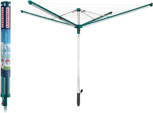 Leifheit, Suszarka, Suszarka Linomatic 500 Parasol Deluxe, stojak na parasole do 5 pralek, 8 haków wieszkowych