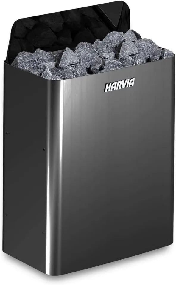 Harvia, Naczynie kuchenne, stal nierdzewna czarny stal 9 KW, czarna, stal nierdzewna z oddzielnym urządzeniem sterującym, Zastosowanie z kamiennymi