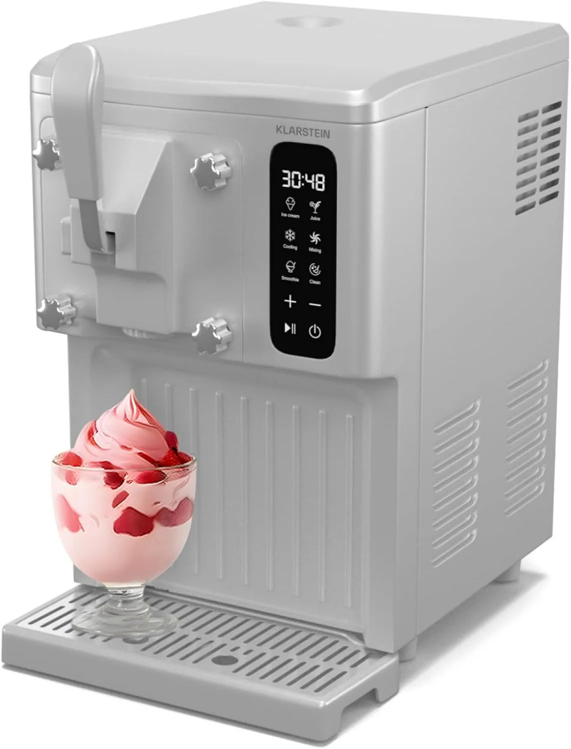 KLARSTEIN, 3- in-1 kostkarka do lodu, Dystrybutor, kostkarka do lodu i sorbet, 1, 5 l, Dotknięcie, Duży zbiornik, biały 3 w 1