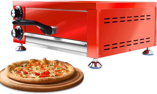 HYQNG piec do pizzy, Elektryczny mini piekarnik do pizzy, licznik, profesjonalny, 2 strefy temperatury, stal nierdzewna, ogrzewanie do 300°C