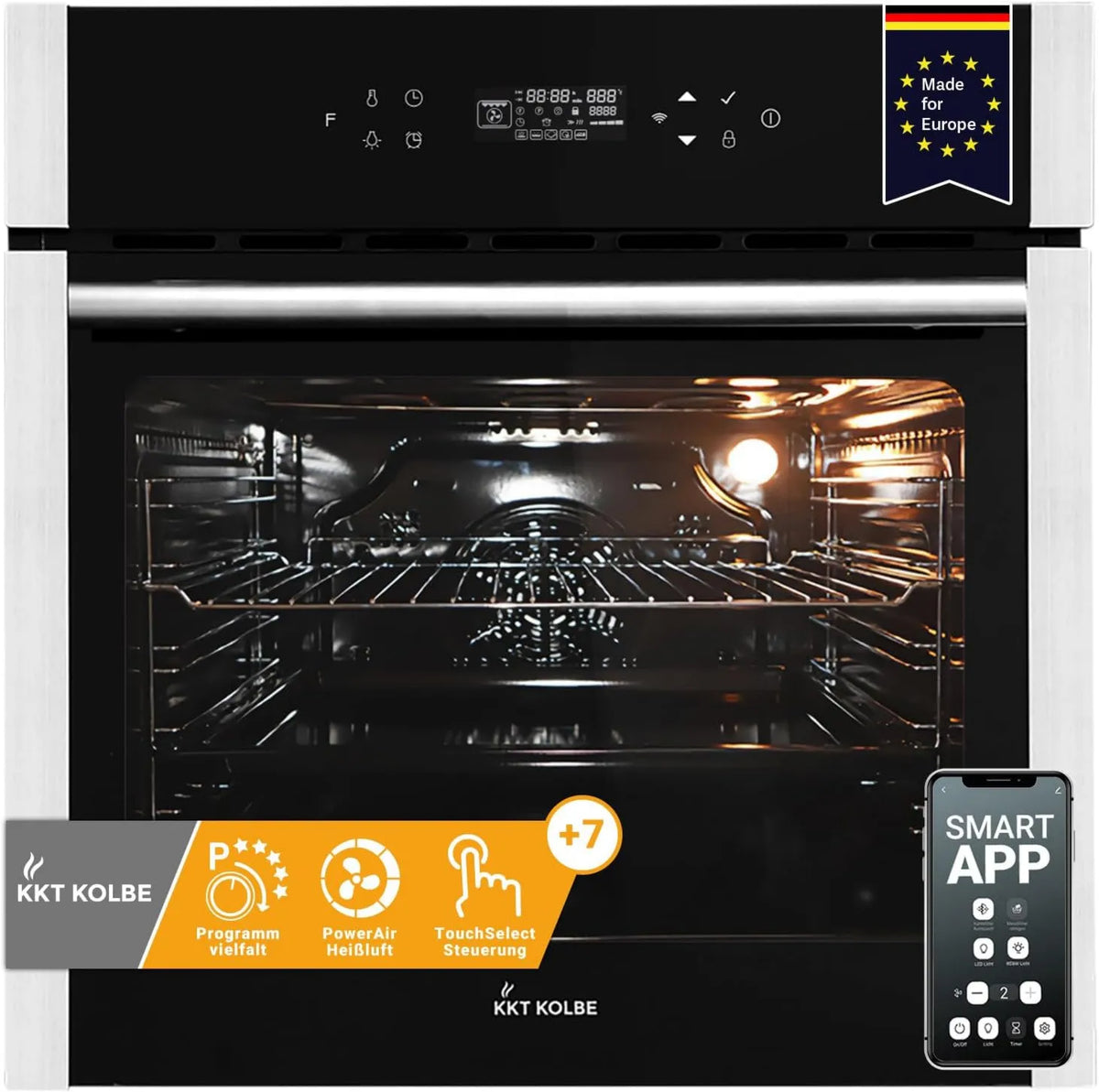 KKT KOLBE piekarnik do zabudowy, Pizzeria elektryczna piekarnik EB8313HC, 60 cm, 70 l, wbudowany, minutnik, grill, Pizza funkcja, automatyczny zegar, 8 kW, cyrkulacja powietrza