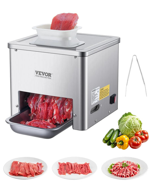 VEVOR Krajalnica elektryczna 360 x 345 x 418 mm komercyjna krajalnica ze stali nierdzewnej, 550 W, 159 kg, 10 mm, komercyjna maszyna do krojenia mięsa