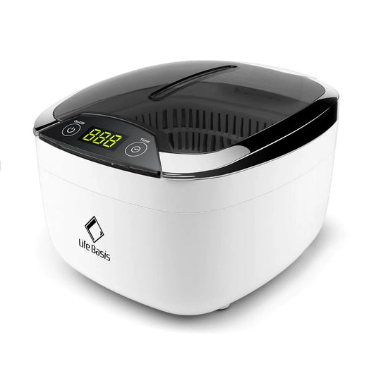 LifeBasis, Ultrasoniczny zbiornik do czyszczenia, Czyściciel, 55 W, 850 ml, Dotyk, Stoper, Stal nierdzewna, do okularów