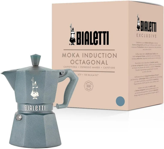 Bialetti, Elektryczny ekspres do kawy, szary, Moka Exclusive Octagonal Induction 3 kubki