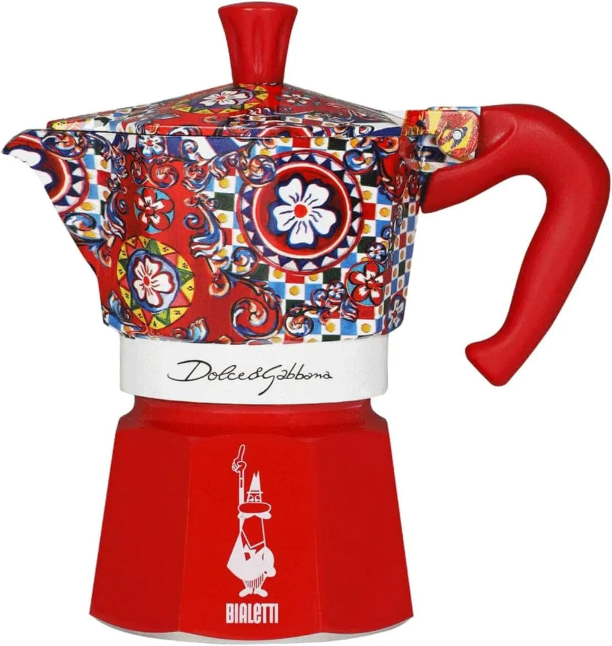 Bialetti, Włoski Cafeti re Moka Express 0005329 6 Czerwonych D i G kubków