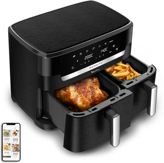 Moulinex frytkownica beztłuszczowa, Fritter powietrza, 11 l, 7 programów automatycznych, czarny, Oil-free szuflada dla 10 osób