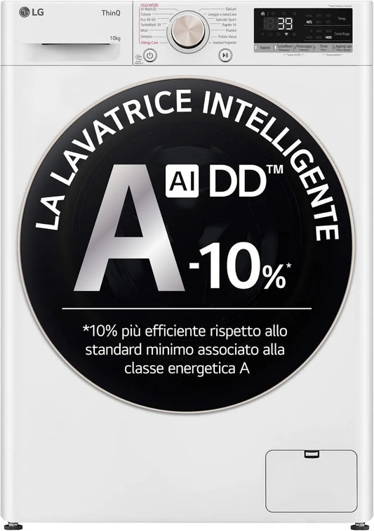 LG pralka, F4R7010TSWG, 7 programów, 10 kg, klasa energetyczna A, samodzielny, WiFi, para, biały, 1400 TurboWash 360 Wieże, R7 Seria, Maszyna