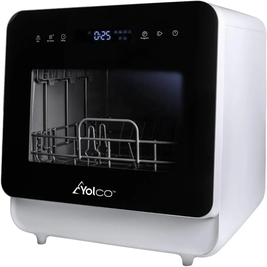 Yolco zmywarka kompaktowa, Zmywarka, 5 l, 6 programów, DWM02, duży zbiornik, ciepłej wody 75°C, apartament, dla 2 do 3 sztućców, samonośne, idealne do kuchni