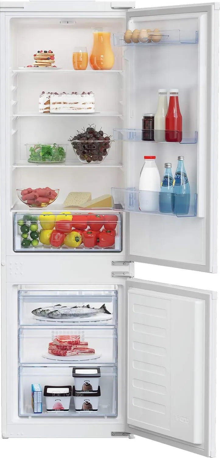 Beko lodówka, BCSA285K4SN kombinowana, 271 l, 35 dB, klasa energetyczna E, Inwerter, do zabudowy, z zamrażarką, + 78 l, Strefa 0°C