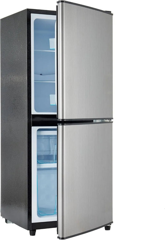 Merax lodówka, Zamrażarka, 106 l, 42, 5 x 44, 5 x 102, 0 cm, 45 dB, światło LED, srebro, 120 kWh, rok, -25°C ~ 10°C, pojemność chłodnicza 46 l