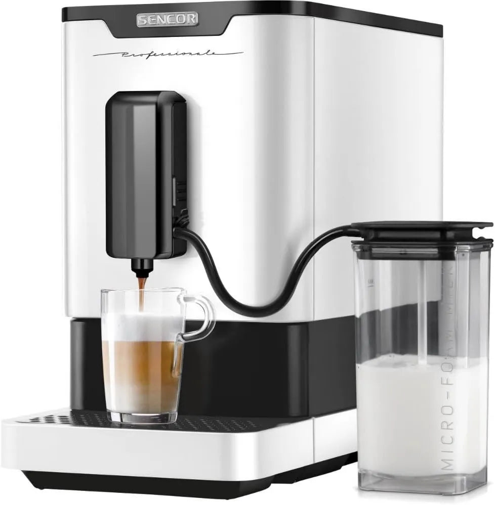 SENCOR automatyczny ekspres do kawy, Mech mleczny, emulgator mleka, 19 Barów Compact, Barista Express, Cappuccino