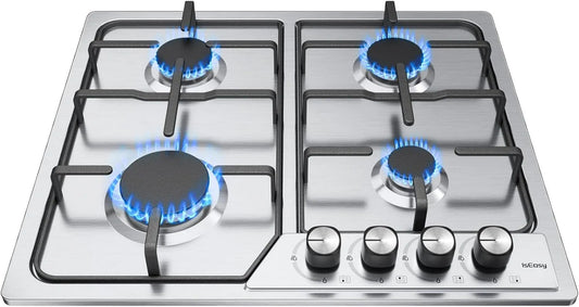 IsEasy płyta grzewcza, Płyta gazowa, 60 cm, 4 pola grzewcze, 7200 W, do zabudowy, stal nierdzewna, Gas City i butelka