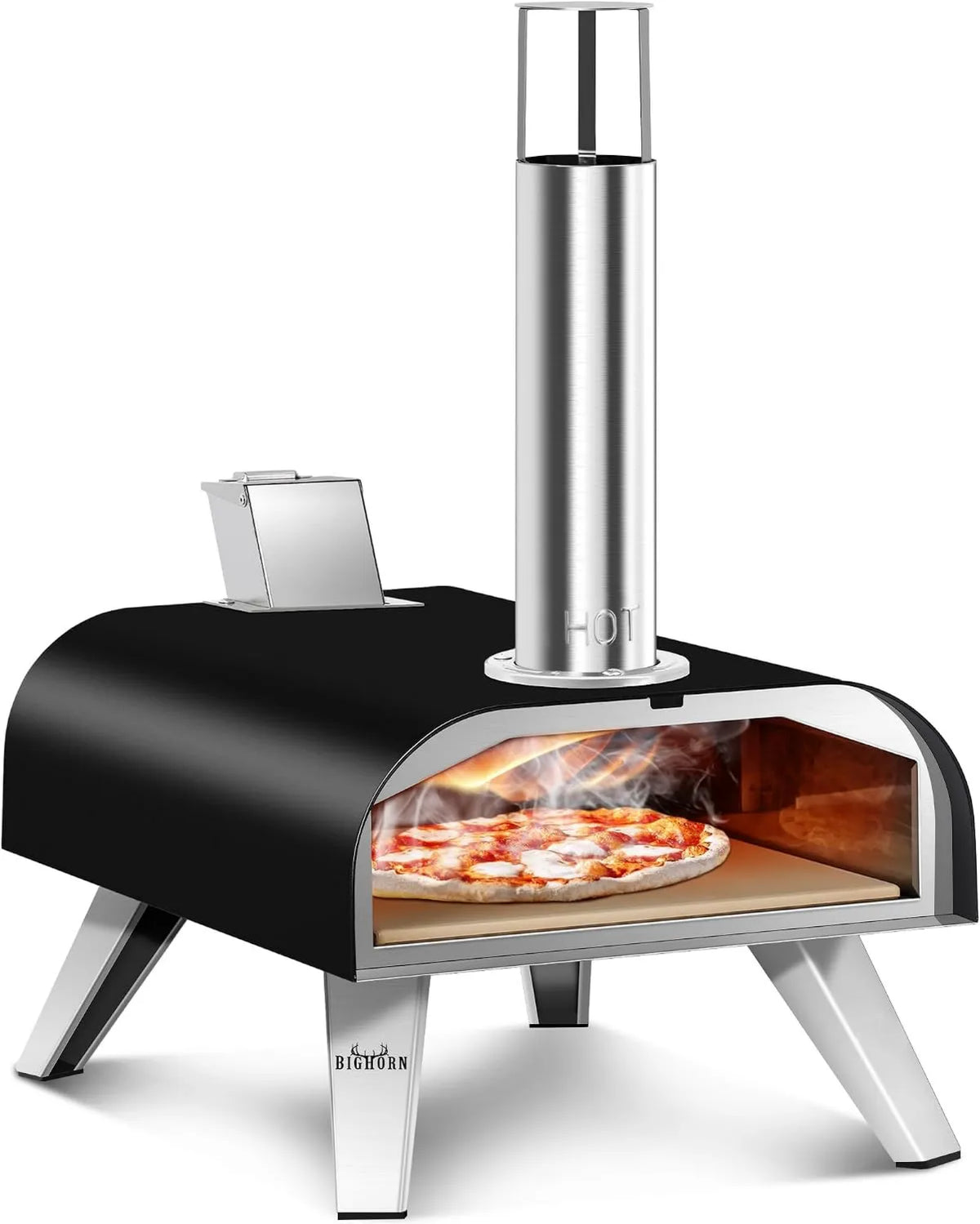BIG HORN, Elektryczny mini piekarnik do pizzy, OUTDOORS Pizza piekarnik na zewnątrz 30, 5 cm, przenośny, kemping, czarny
