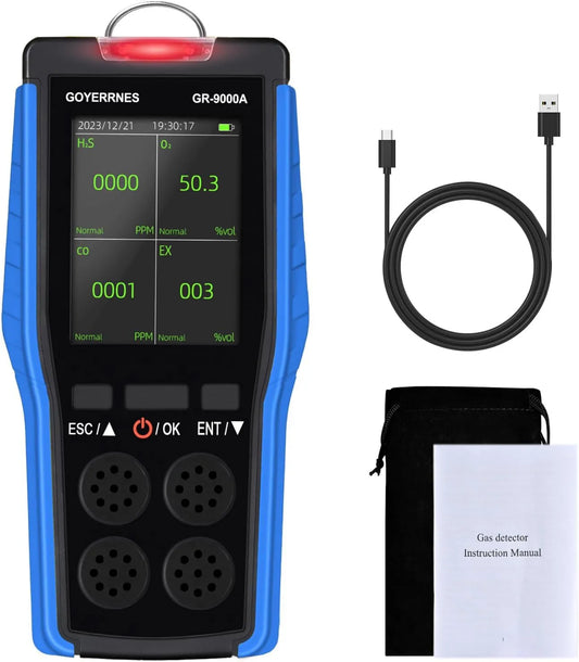 GOYERRNES, Detektor, 4 in 1 Detektor gazu Przenośny detektor jakości powietrza Oxygen O2, wyświetlacz LCD