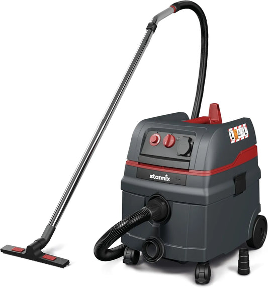 Starmix odkurzacz pionowy, L- 1625 Odkurzacz, 25 l, 1600 W, Klasa E- Energia, Przemysłowy, Stal nierdzewna, 5 m wąż + zestaw Akcesoria INOX, ISC Top L-1625