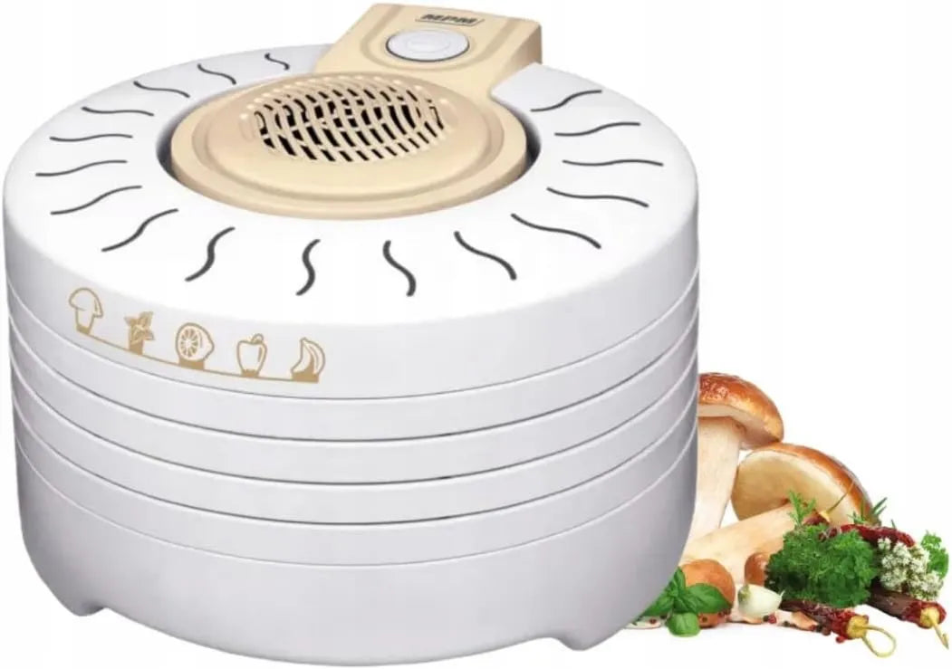 MPM suszarka do żywności, MSG-03 Elektryczny odwodnienie żywności, bez BPA-, 4 Płyty 28 cm, 250 W, Suchy owoc, Warzywa