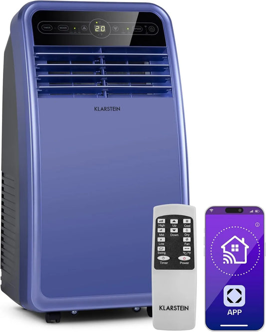 Klarstein klimatyzator, 34 m², 7000 BTU, 2,1 kW, sterowanie WiFi, Metrobreeze New York Smart, klimatyzator mobilny, WiFi: sterowanie z aplikacji