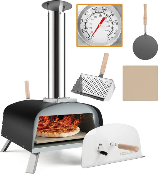GYMAX, Pizza elektryczna piekarnik, 33 CM, plener, kemping, Pelle à Pizza, 450°C