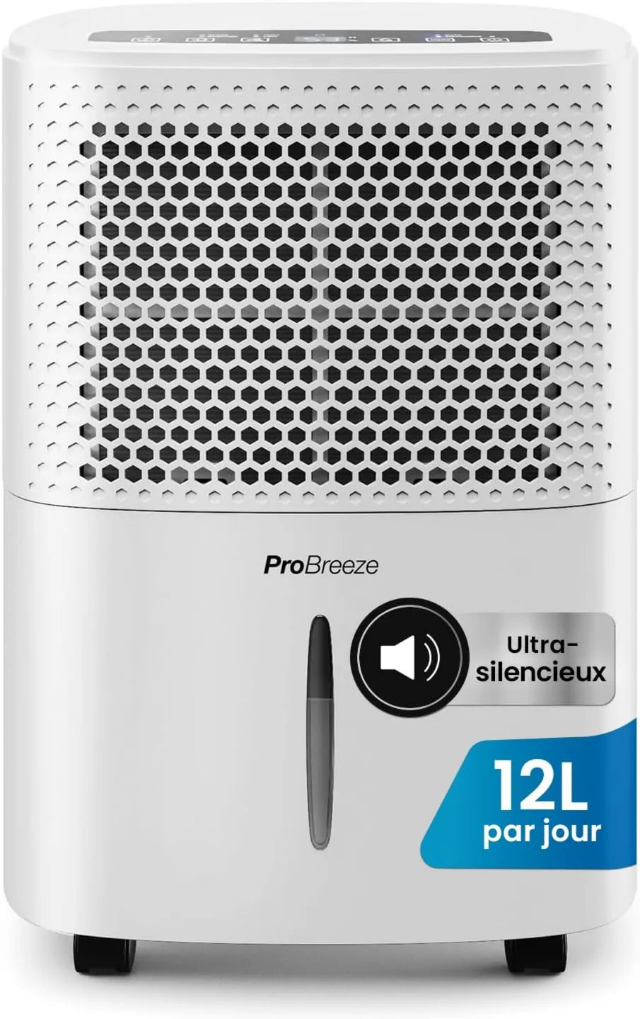 Pro Breeze osuszacz powietrza, 12 l / dzień osuszacz 24h, 1.8 l, 40 dB, zegar, duży zbiornik, tłumik, 3 tryby- Idealny przeciwko wilgotności i wilgoci 12 l/Jour
