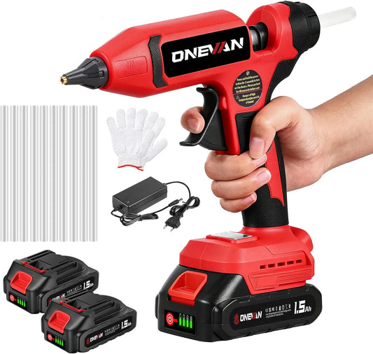 ONEVAN, Model 80s 25 g, min, 80s Szybki podgrzewacz, Przepływ 25 g, 200°C, 2x1, 10 patyków, bezprzewodowy pistolet kleju, System antydżemowy, Dysza miedziana