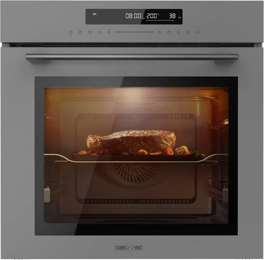 Cecotec SM406000 piekarnik elektryczny, 2900W, timer, funkcja pary, Wbudowany piekarnik 60cm Bolero Hexa Glass Grey A+. 2900W, Pizza Master