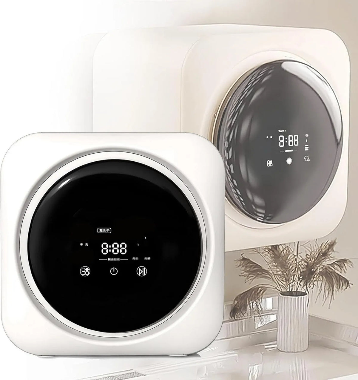 Pralka, 2 w 1 Mini Przenośna Pralka i Suszarka Combo, Mini Pralka z Panelem Sterowania LCD, Kompaktowa Suszarka z Bębnem ze Stali Nierdzewnej