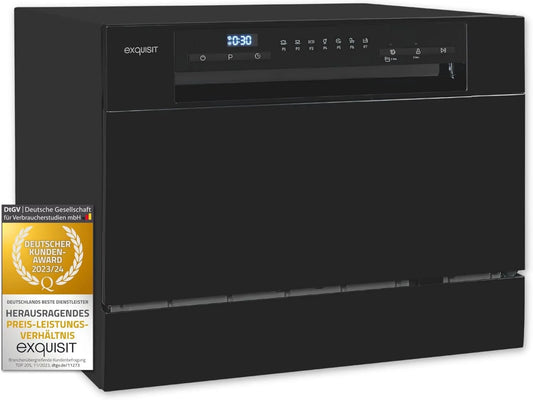 Exquisit zmywarka, Wybitny 24H, 43, 8 x 55 x 50 cm, 7 programów, klasa energetyczna D, zużycie 49 kWh, 100 cykli, 6 usług, opóźniony odlot 24H